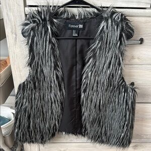 Forever 21 Black Faux Fur Vest